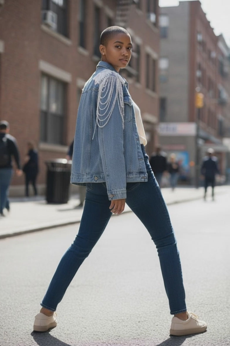 Beaded brilliance Denim Jacket