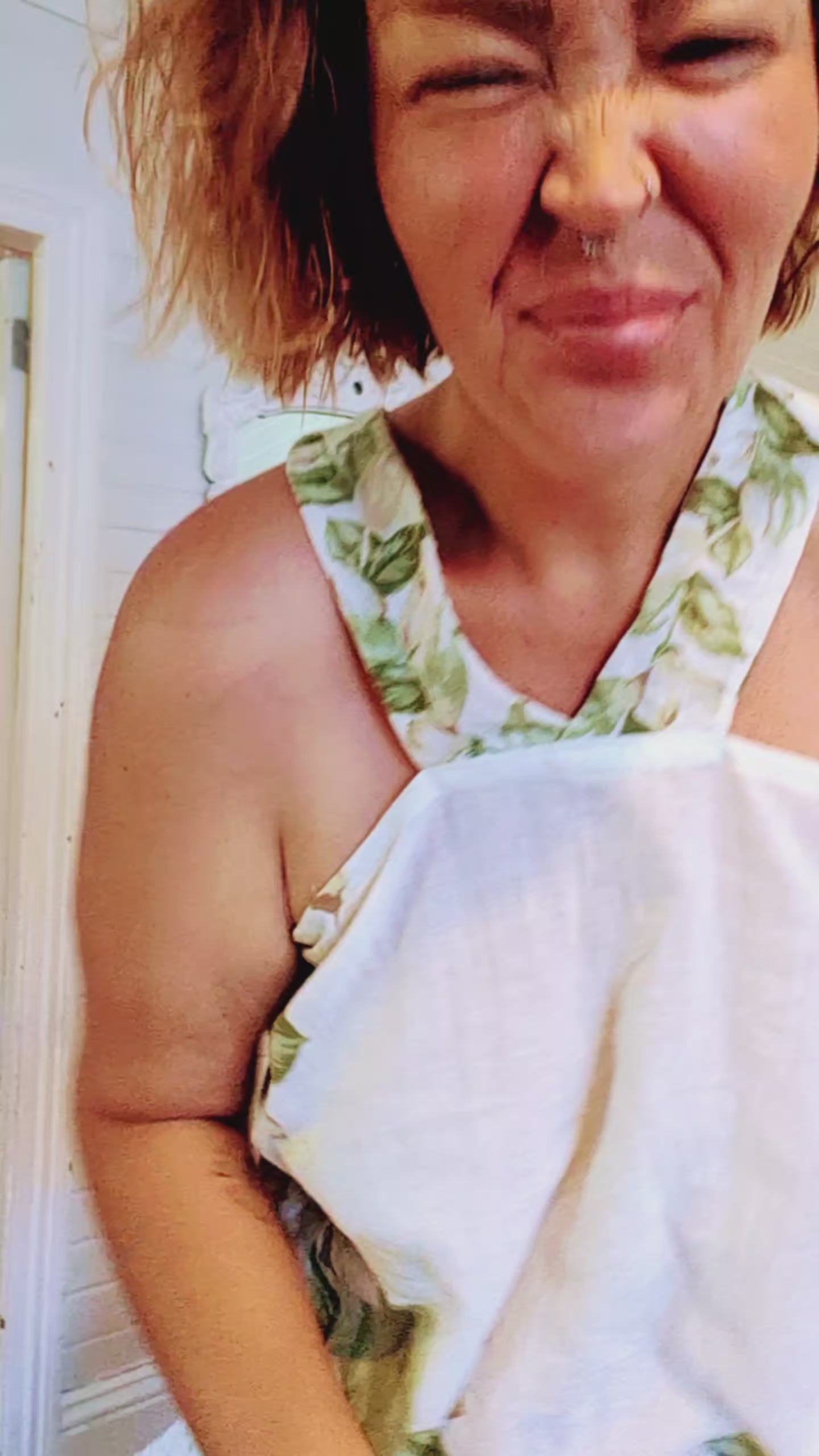 Vintage cotton cross over singlet top