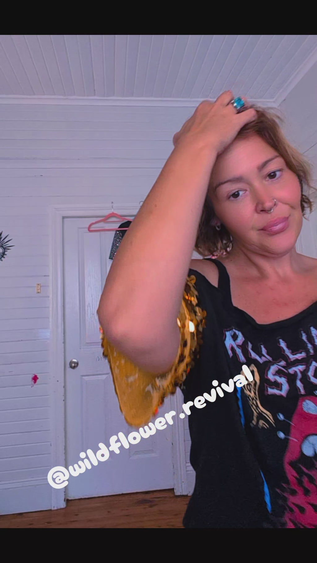 Sequins off the shoulder tshirt