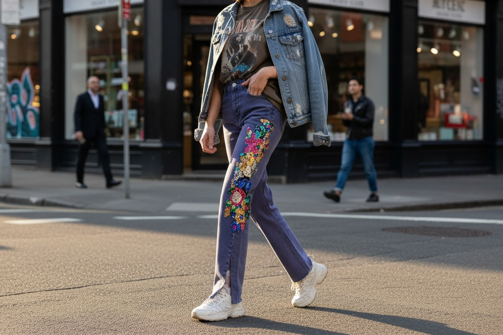 Purple sparkle jeans