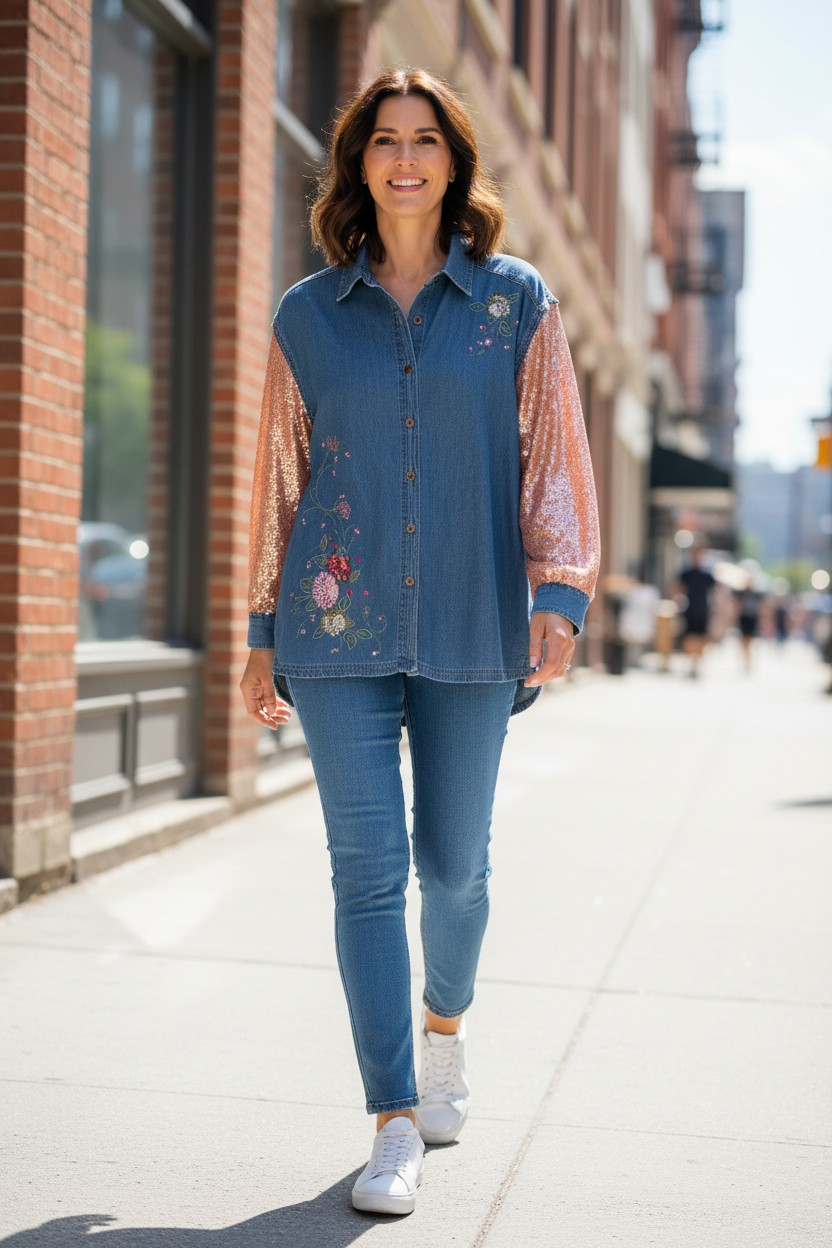 Rose gold sequin shirt jacket
