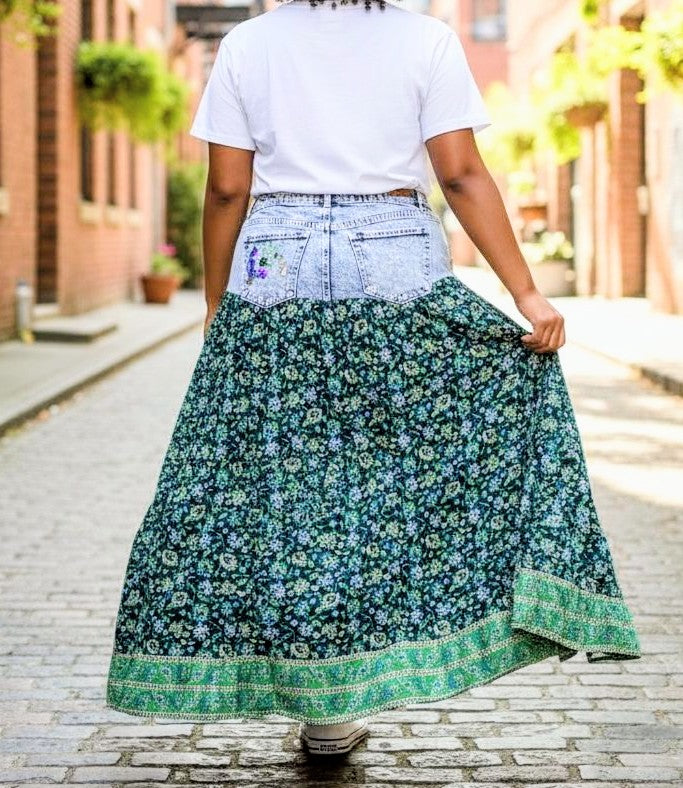 Denim maxi skirt