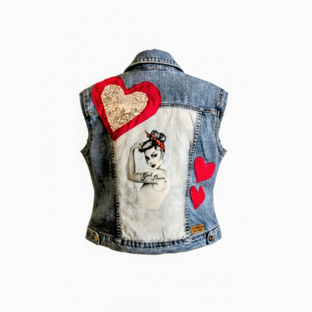 Girl power denim vest