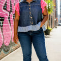 Denim frill shirt