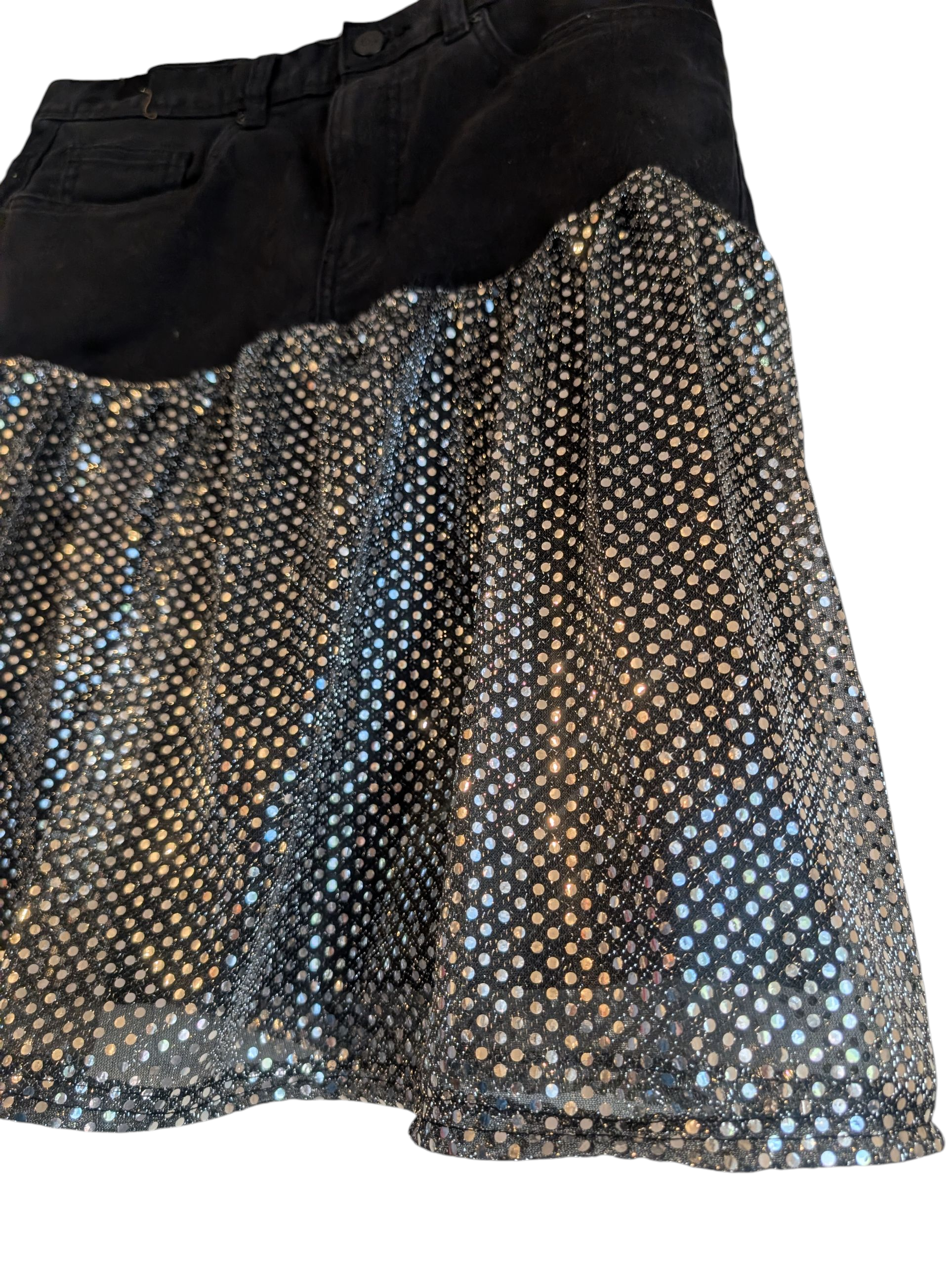 Black denim sparkle skirt
