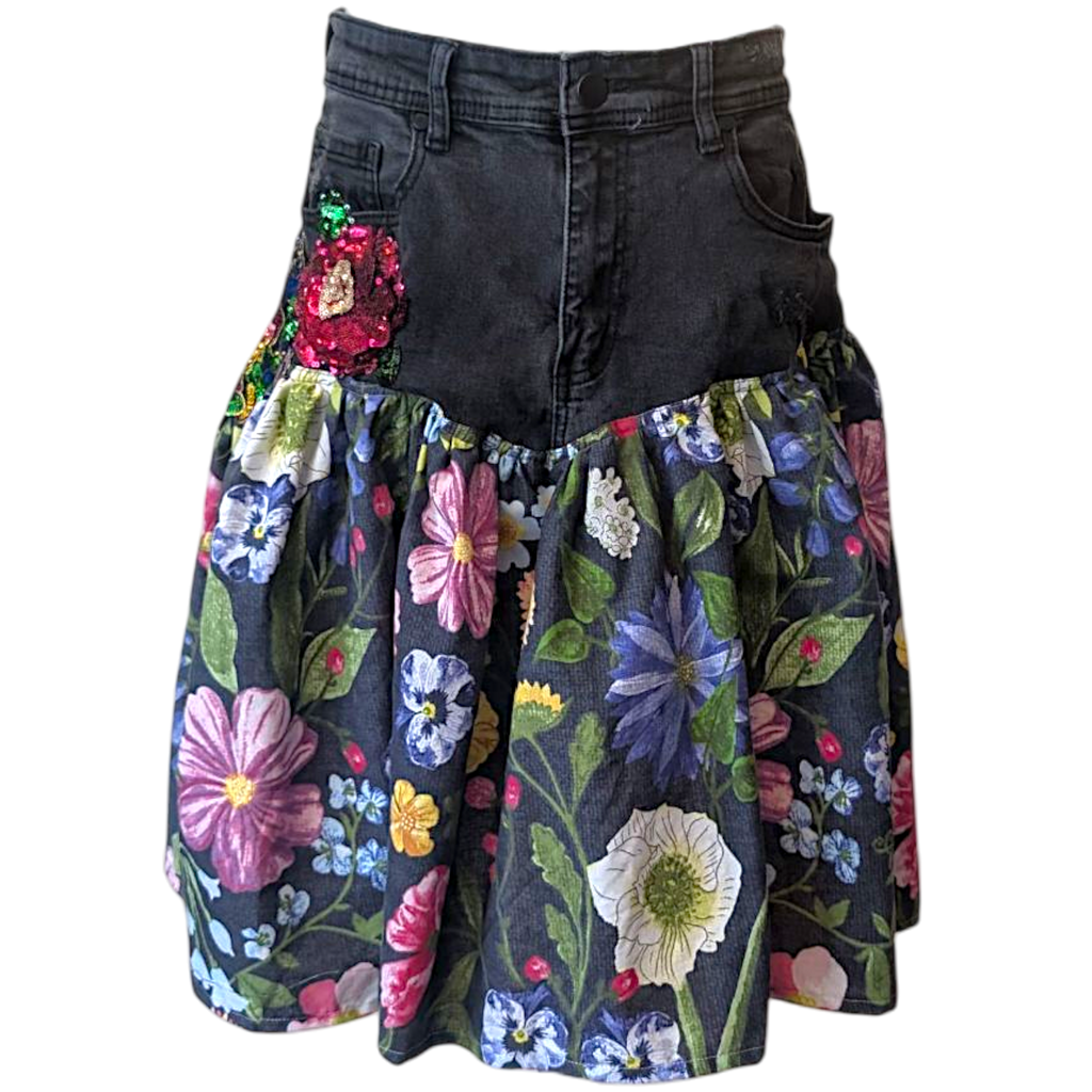 Reworked denim skirt