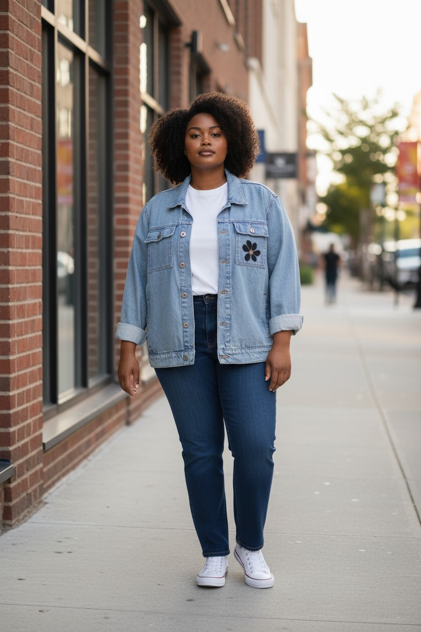Denim daisy jacket