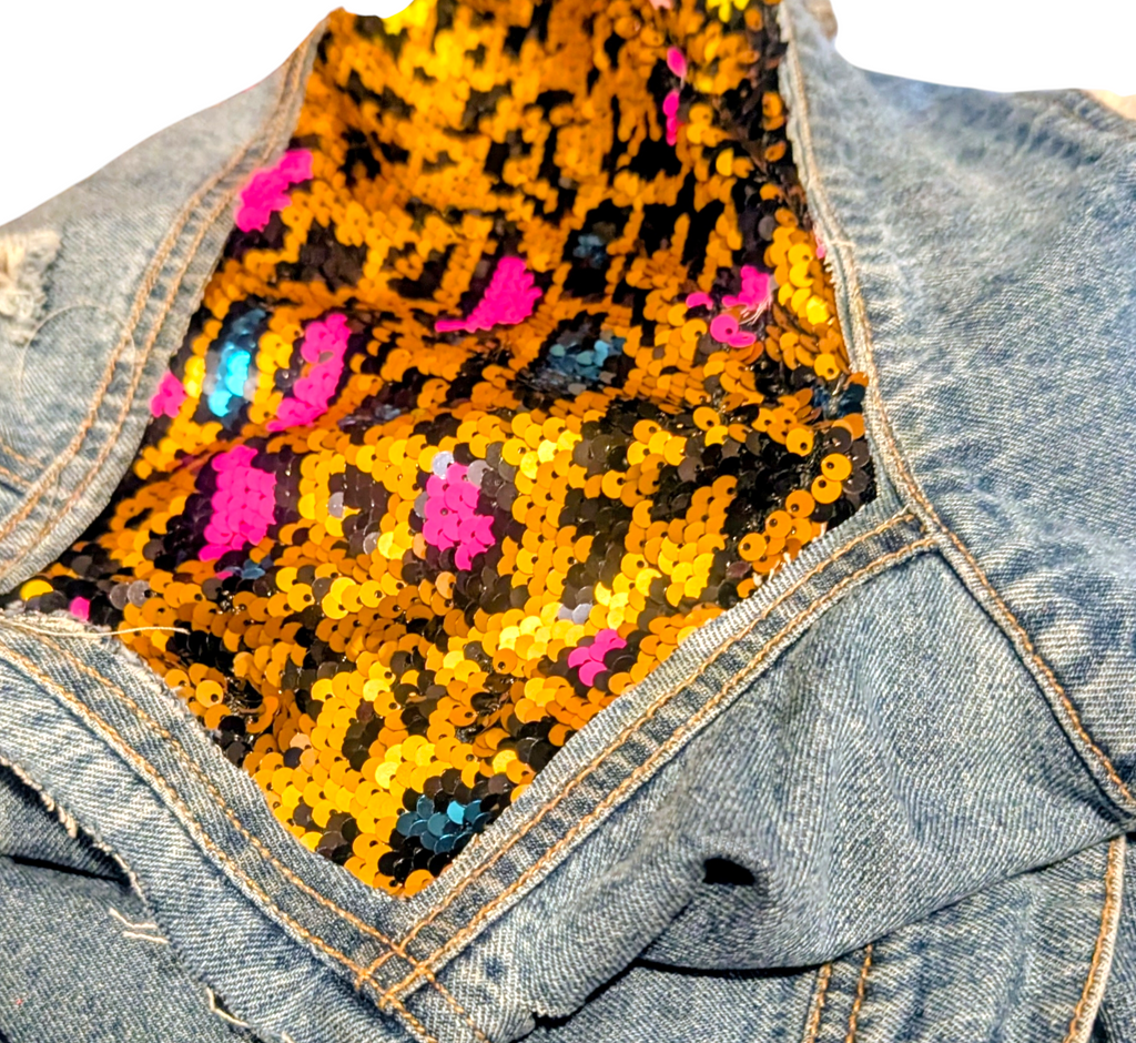 Leopard print sparkle vest