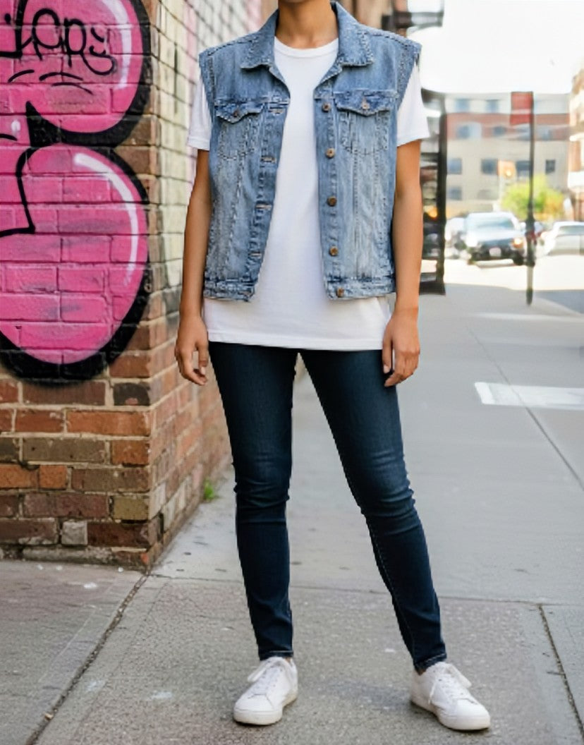 Girl power denim vest