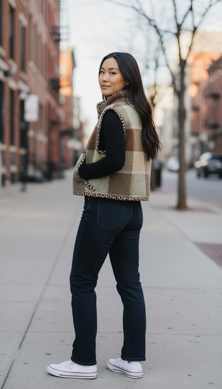 Oversized winter crop vest
