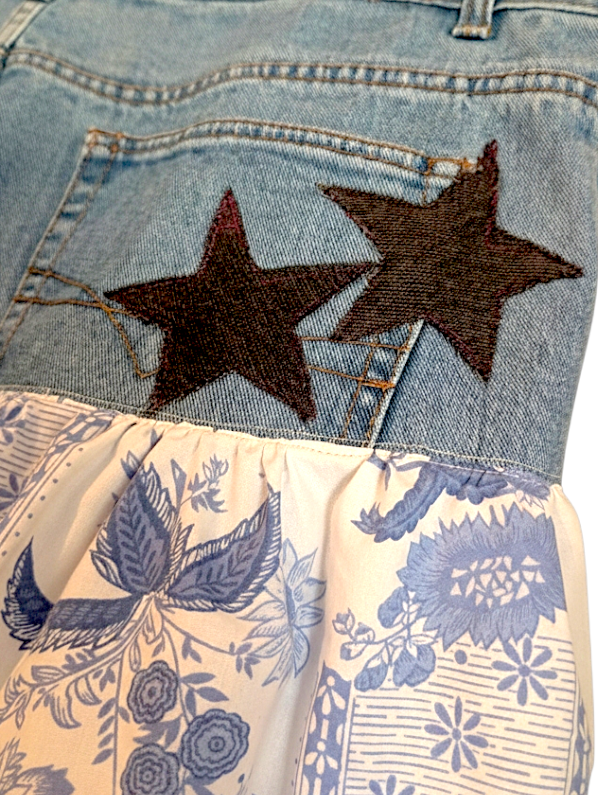 Denim patchwork skirt