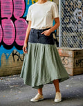 Reworked maxi denim skirt
