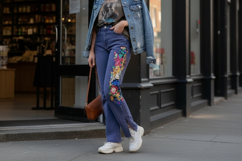 Purple sparkle jeans