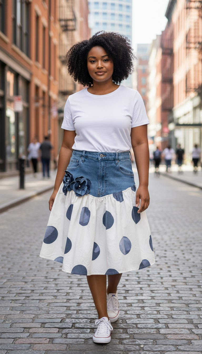 Reworked denim skirt
