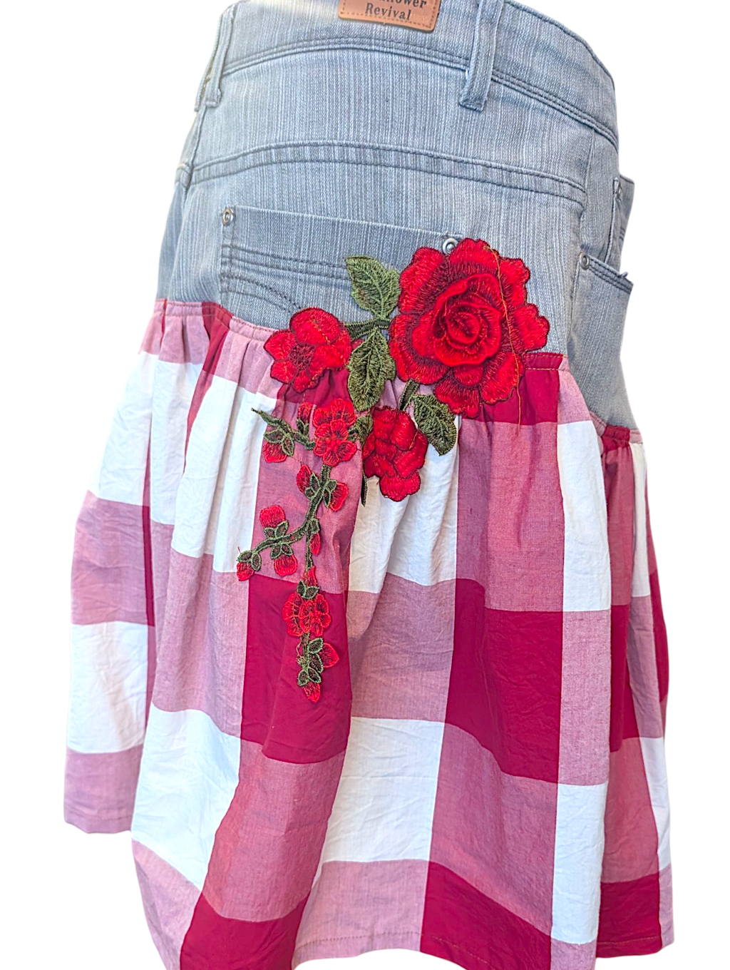 Reworked denim skirt