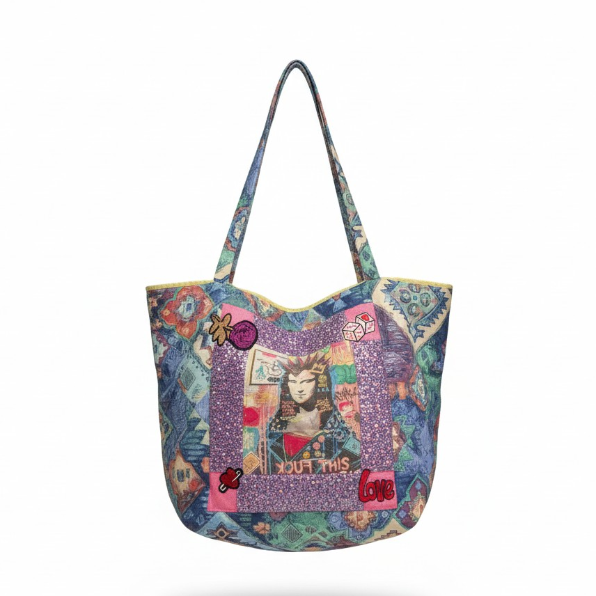 Quilted oversized tote bag