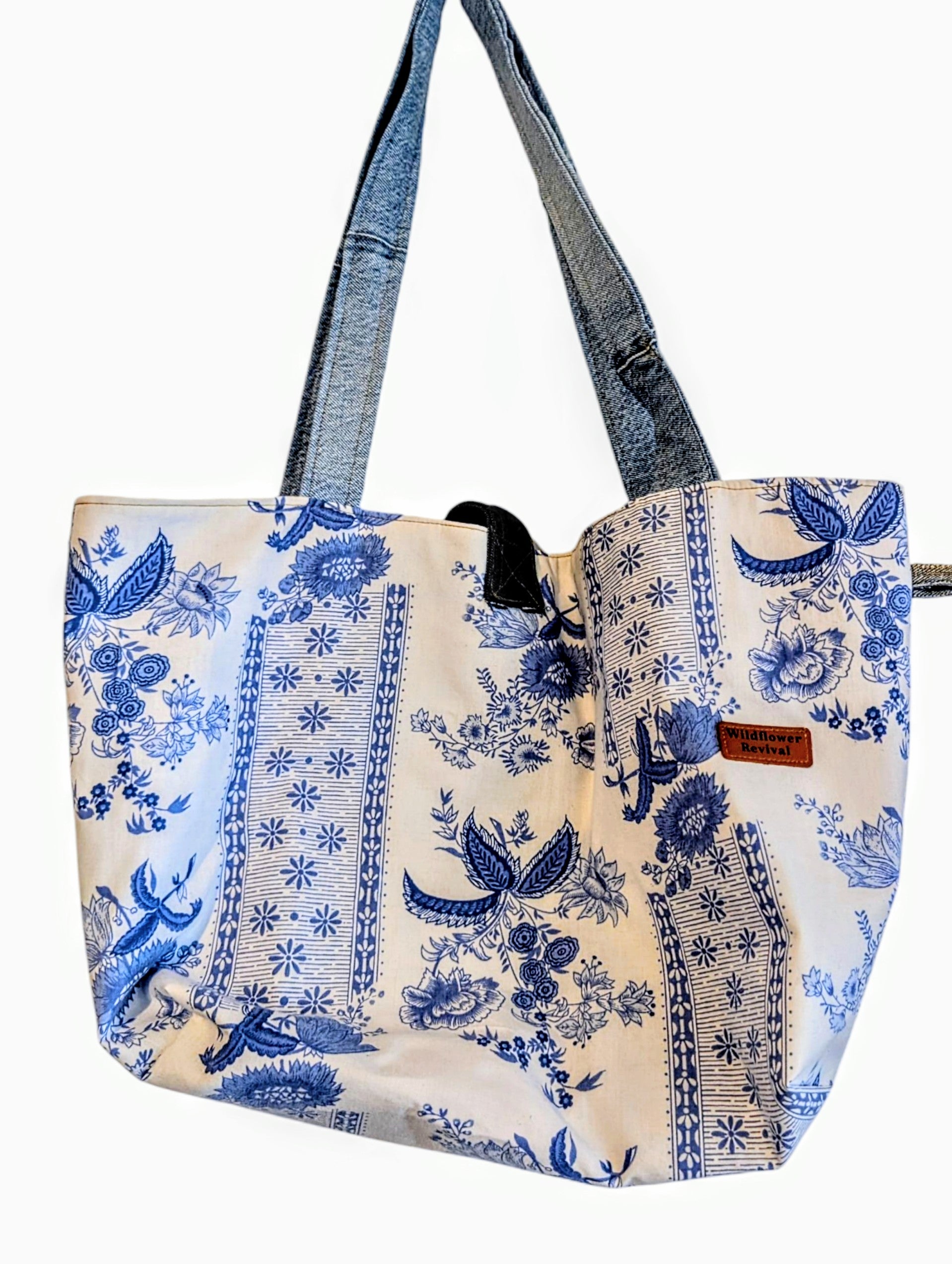 Denim star oversized tote bag