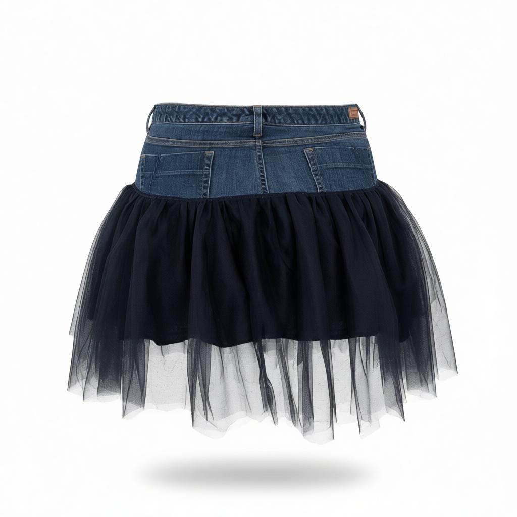 Denim tulle skirt