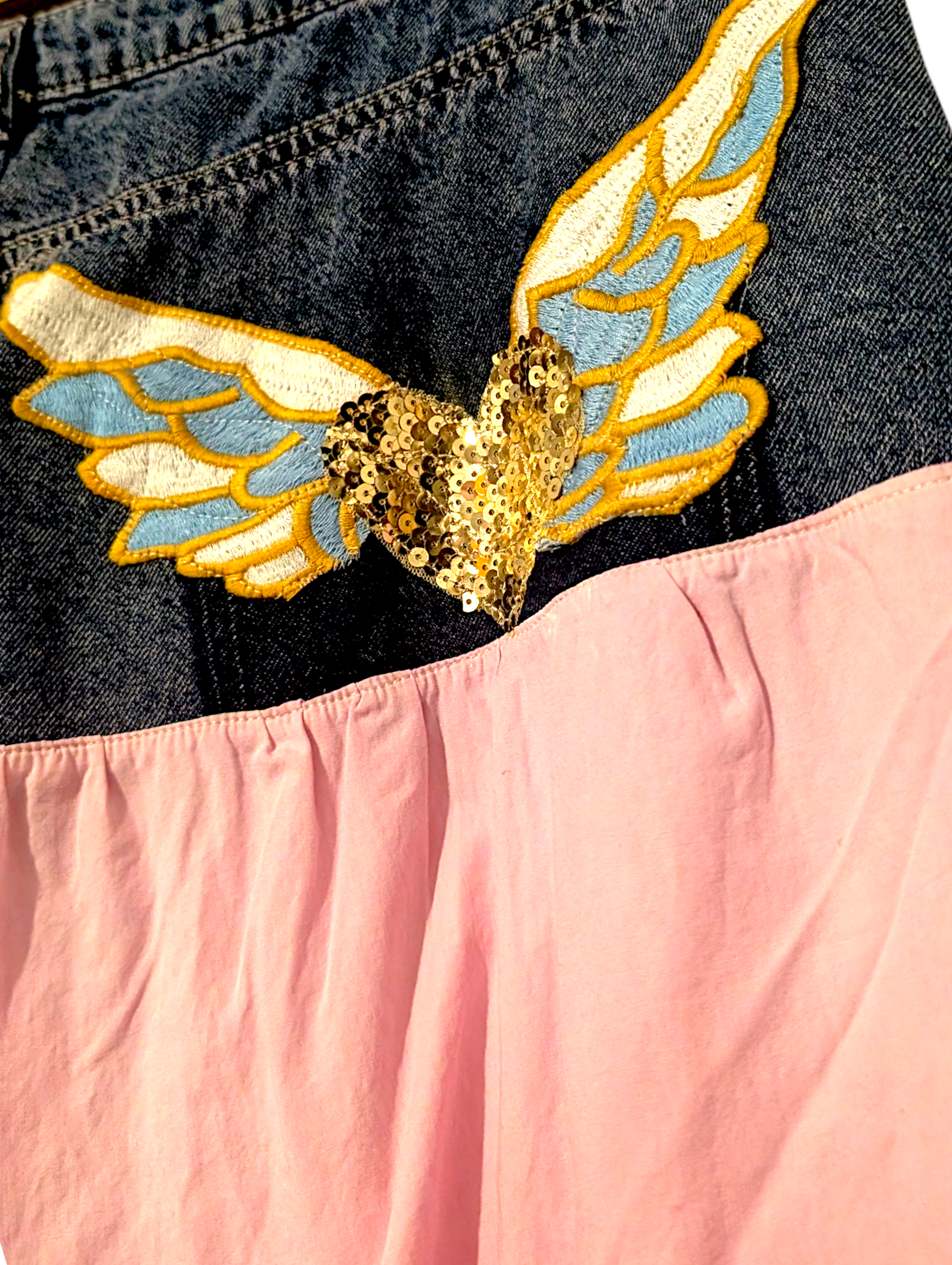 Reworked denim maxi skirt