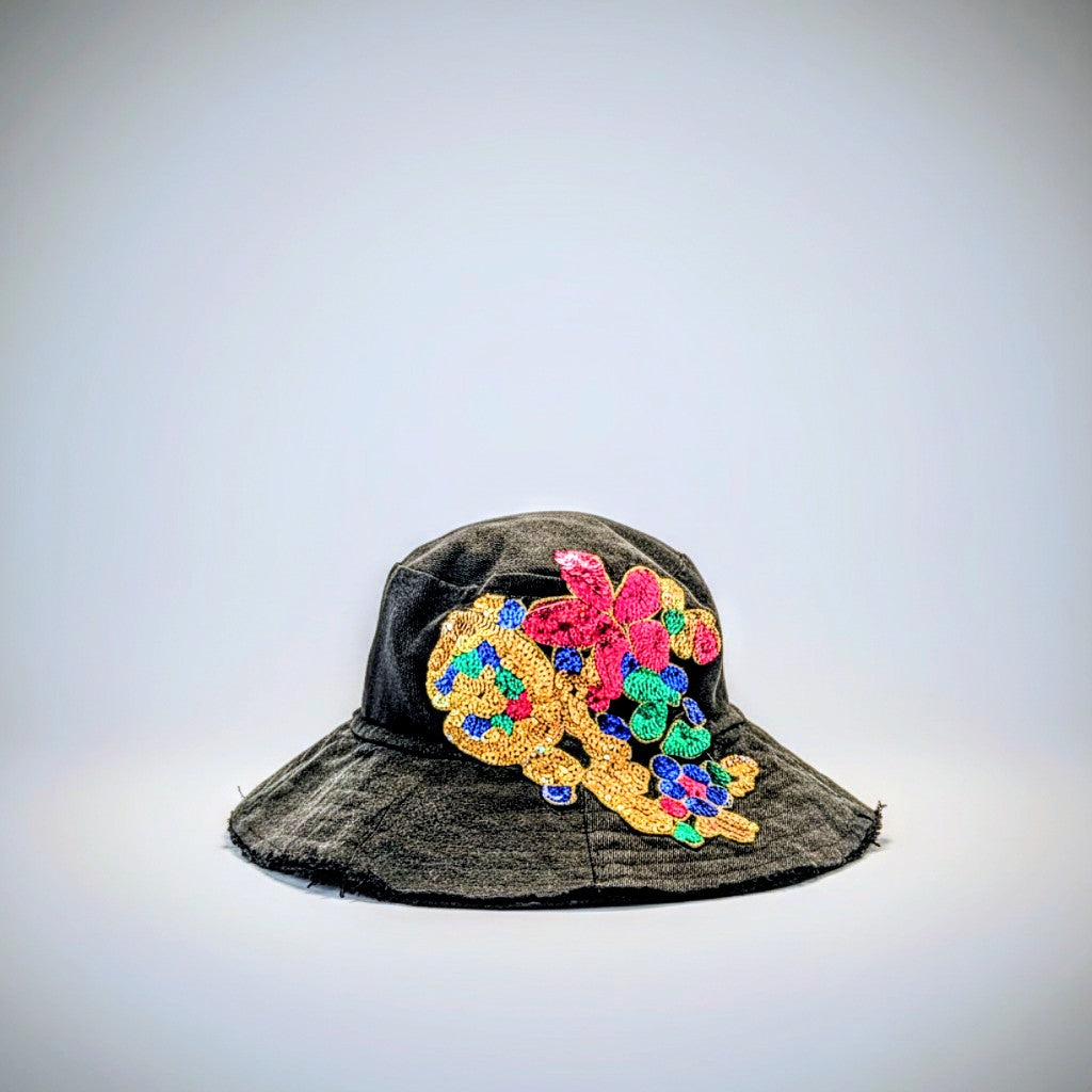 Recycled Denim wide brim hat