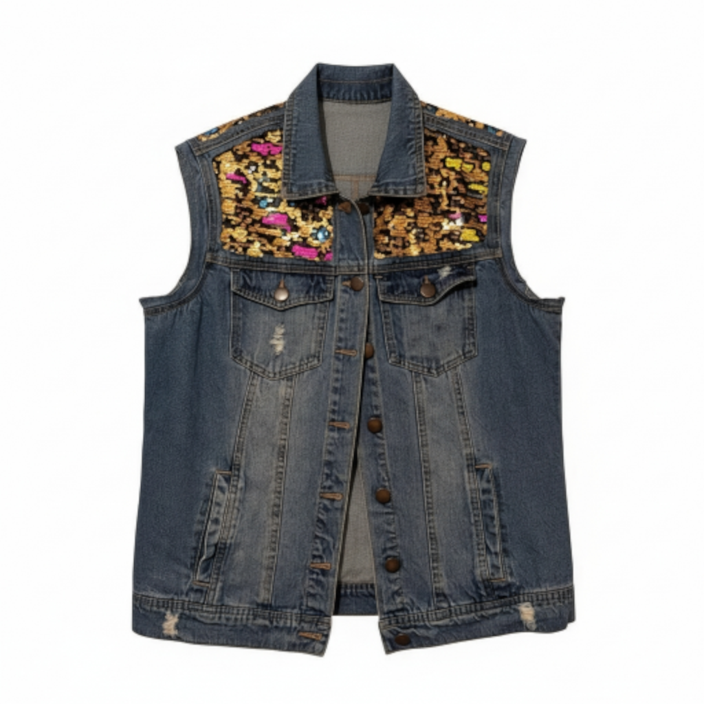 Leopard print sparkle vest