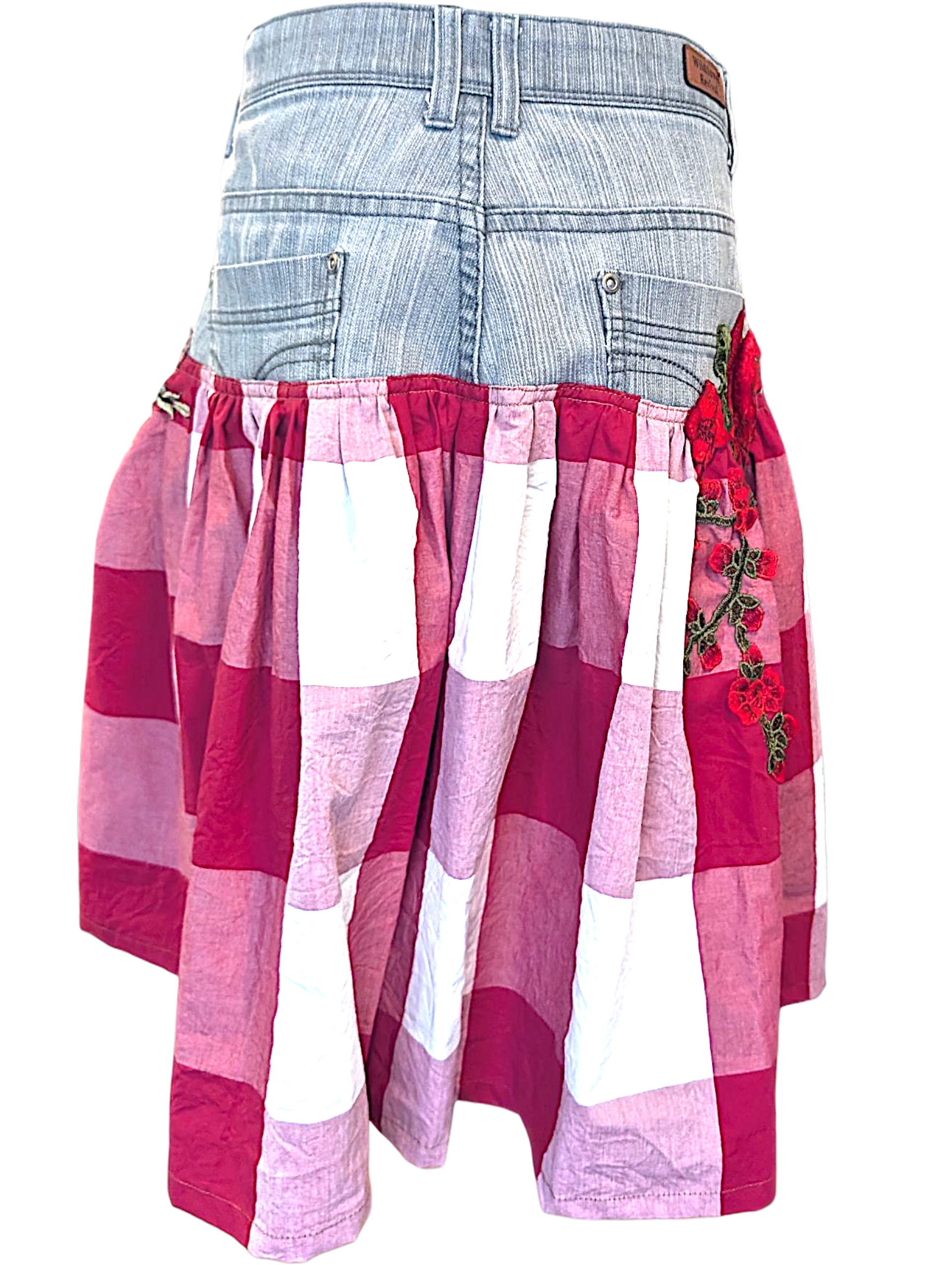 Reworked denim skirt