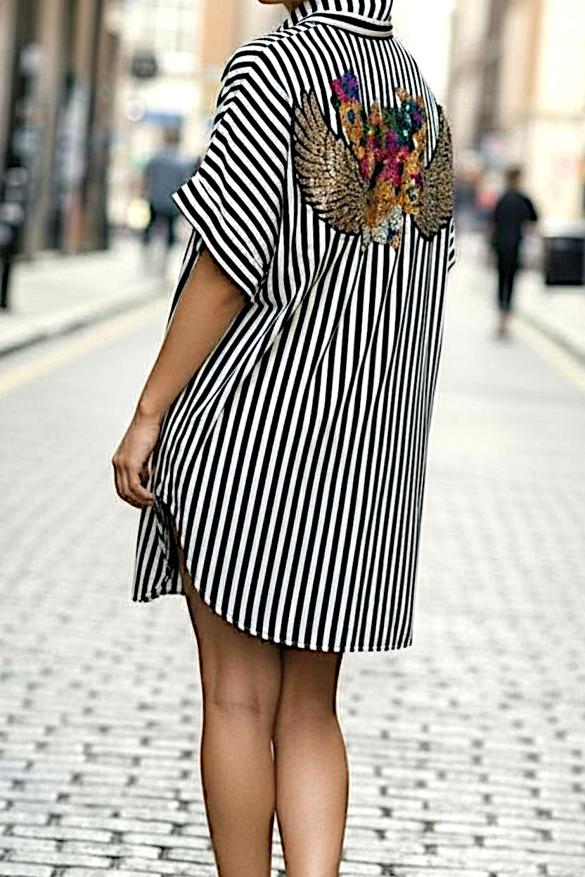 Striped and bold shirt dress