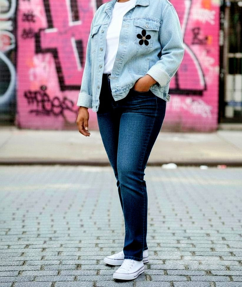 Denim flower jacket