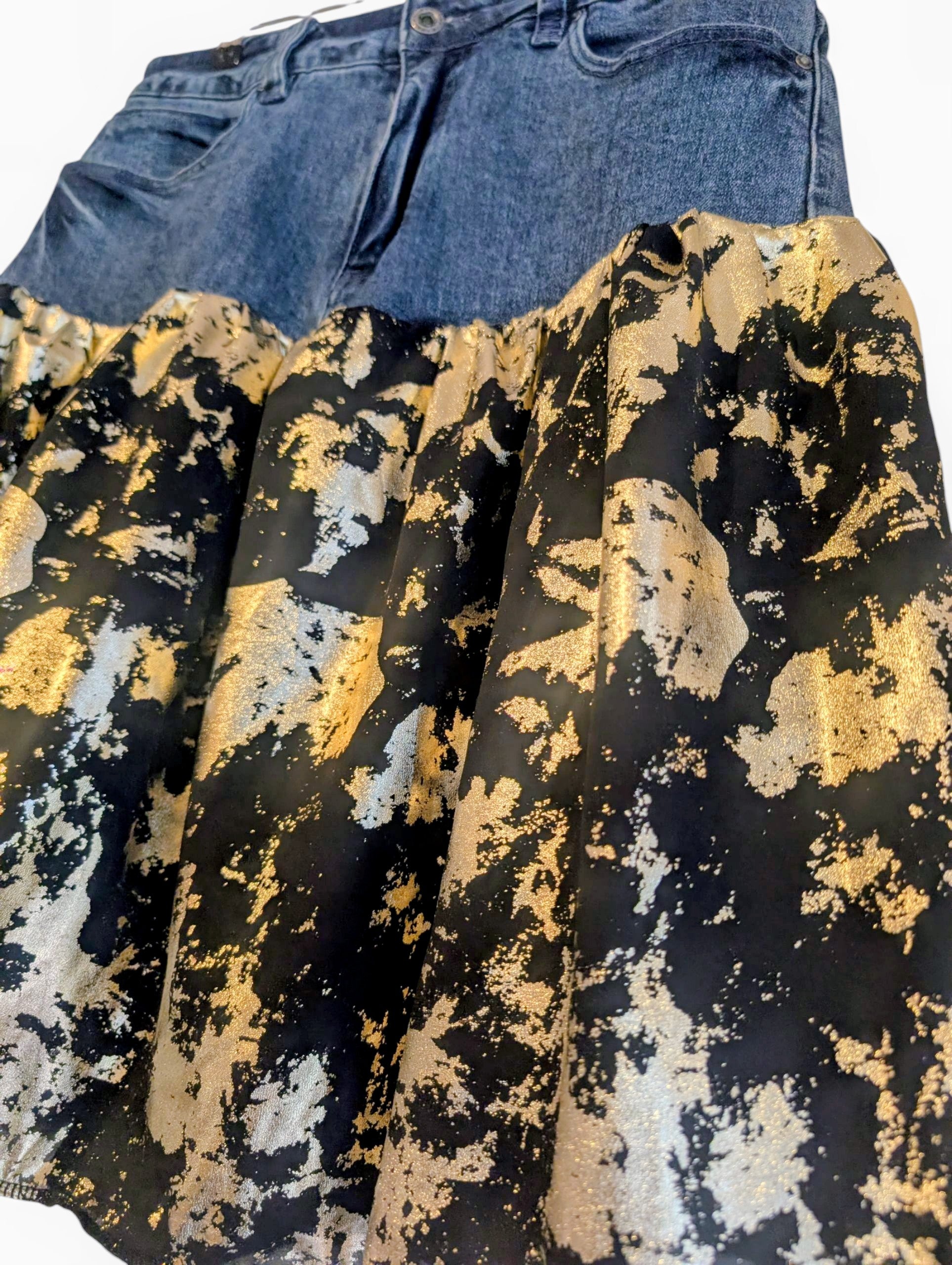 Denim gold shimmer skirt