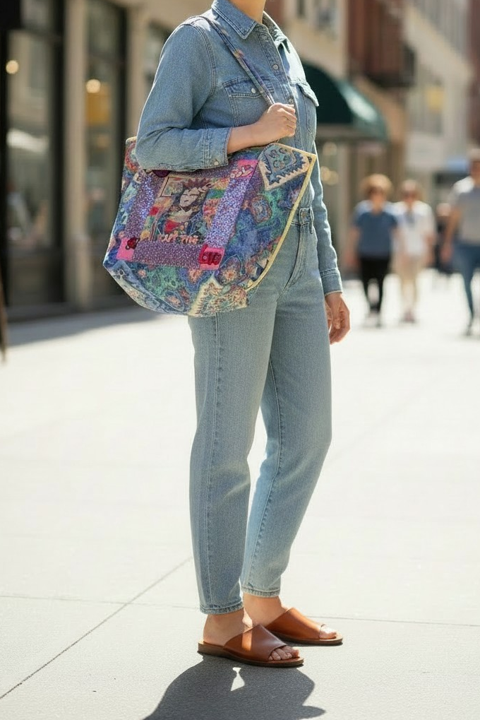 Quilted oversized tote bag