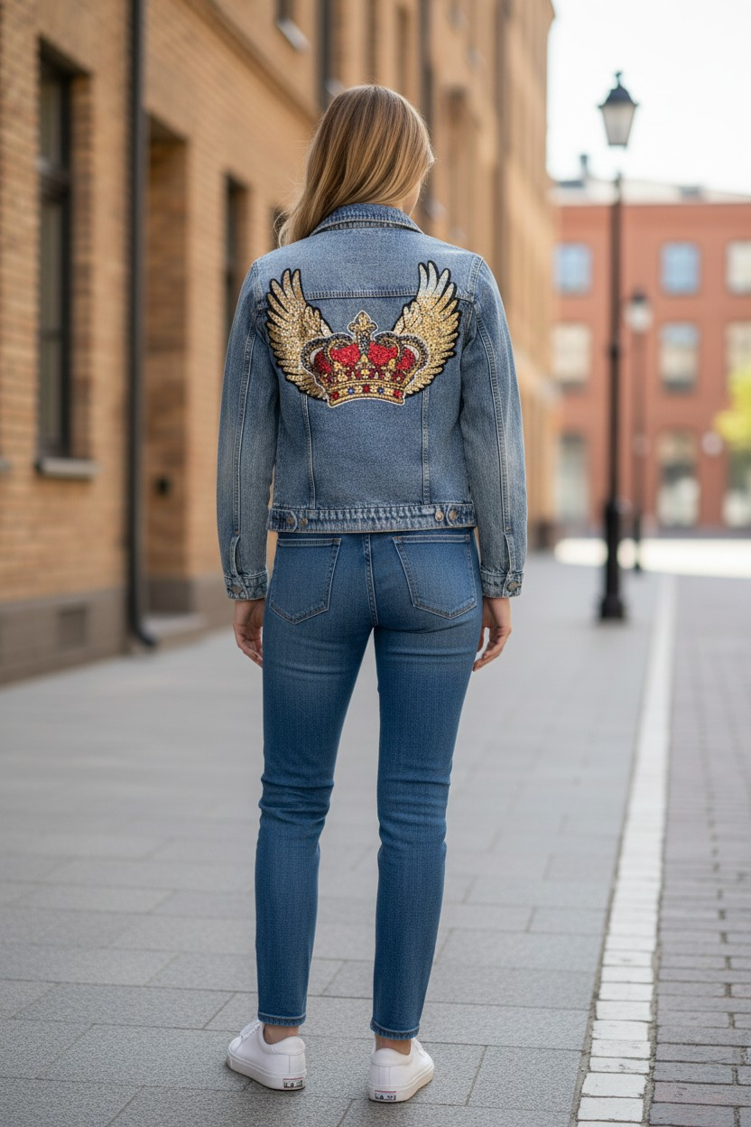 Flying crown denim jacket