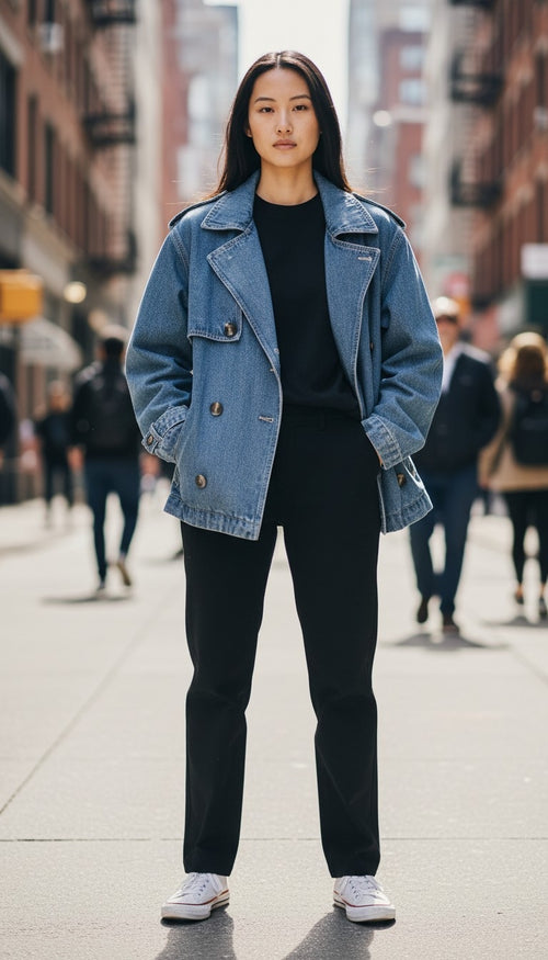 Crop Denim Trench