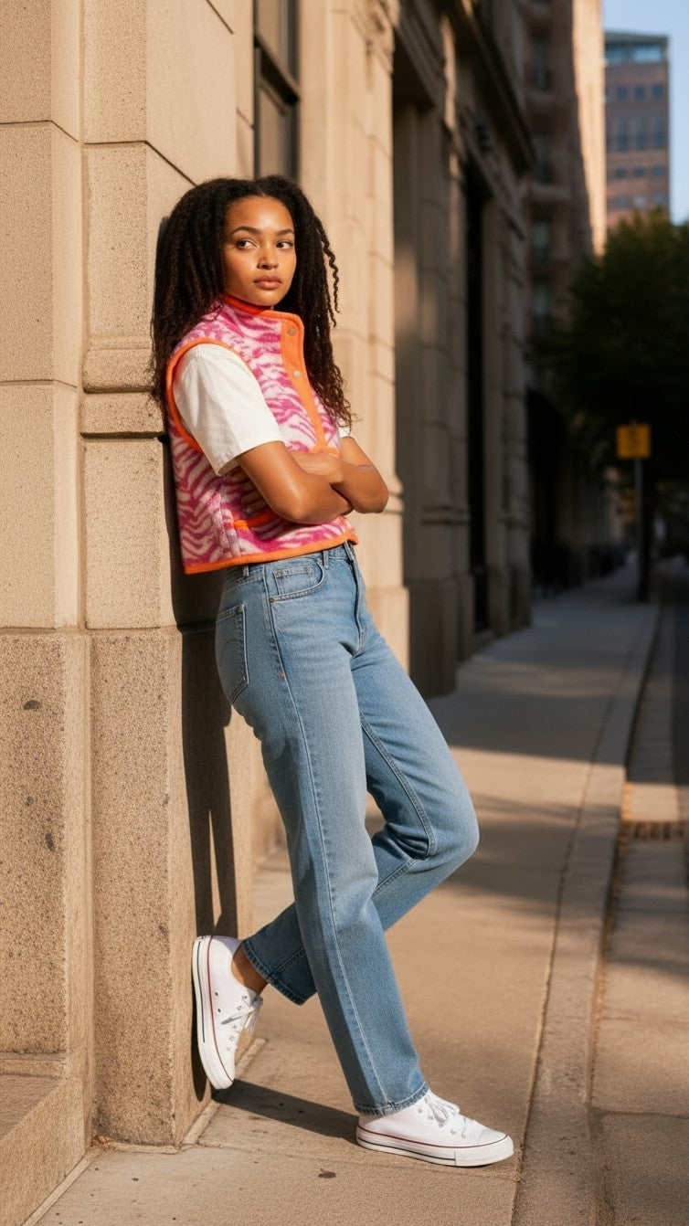 Oversized crop vest