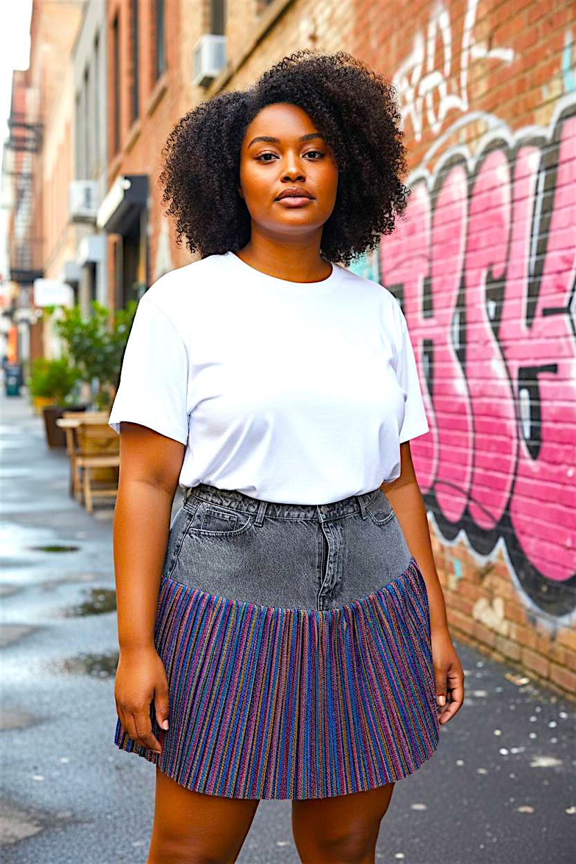 Reworked denim skirt