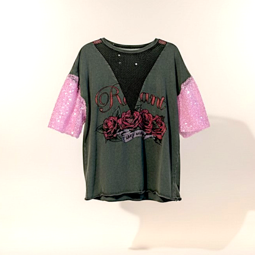Mesh and sequins tshirt