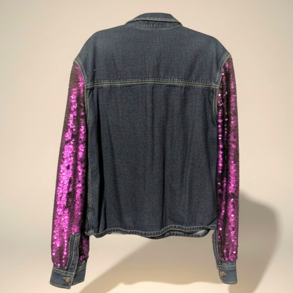 Sequins sleeved denim shirt/Jacket