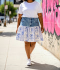 Denim patchwork skirt