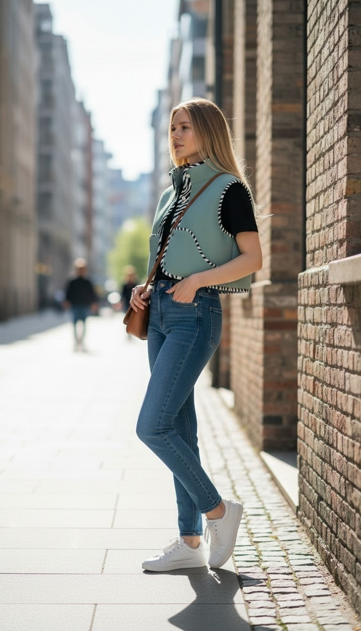Oversized winter crop vest