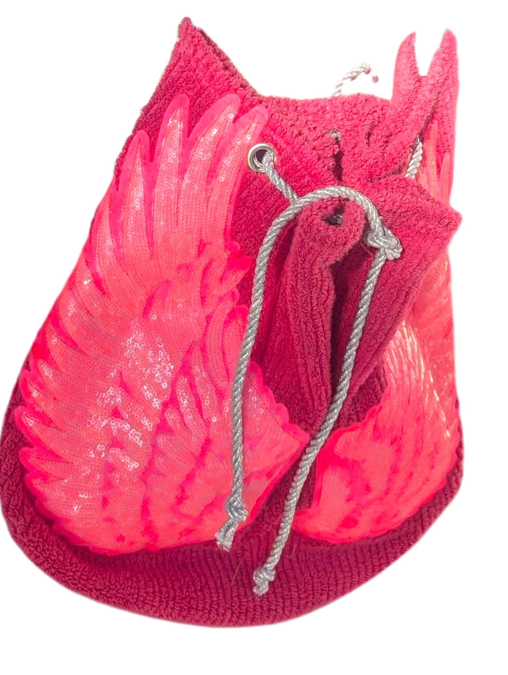 Pink winged towelling tote