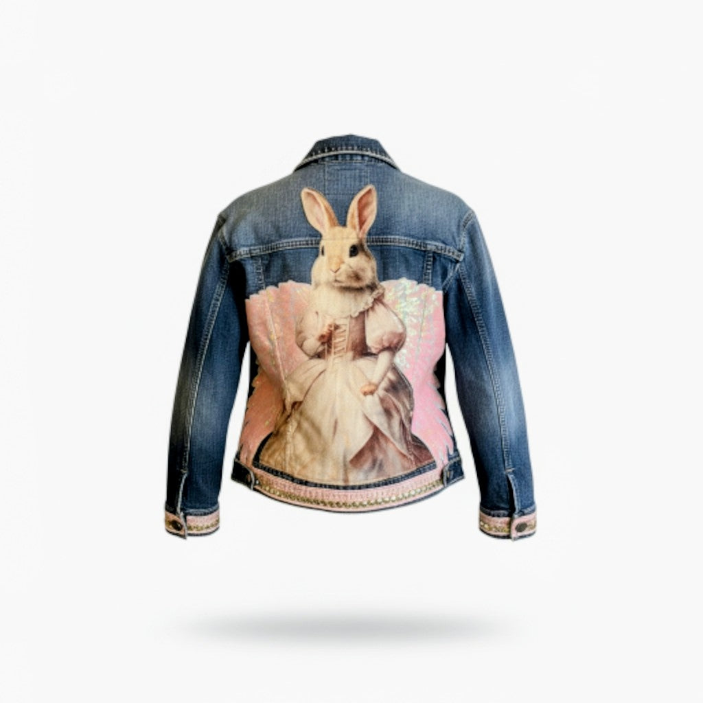 Winged bunny denim jacket