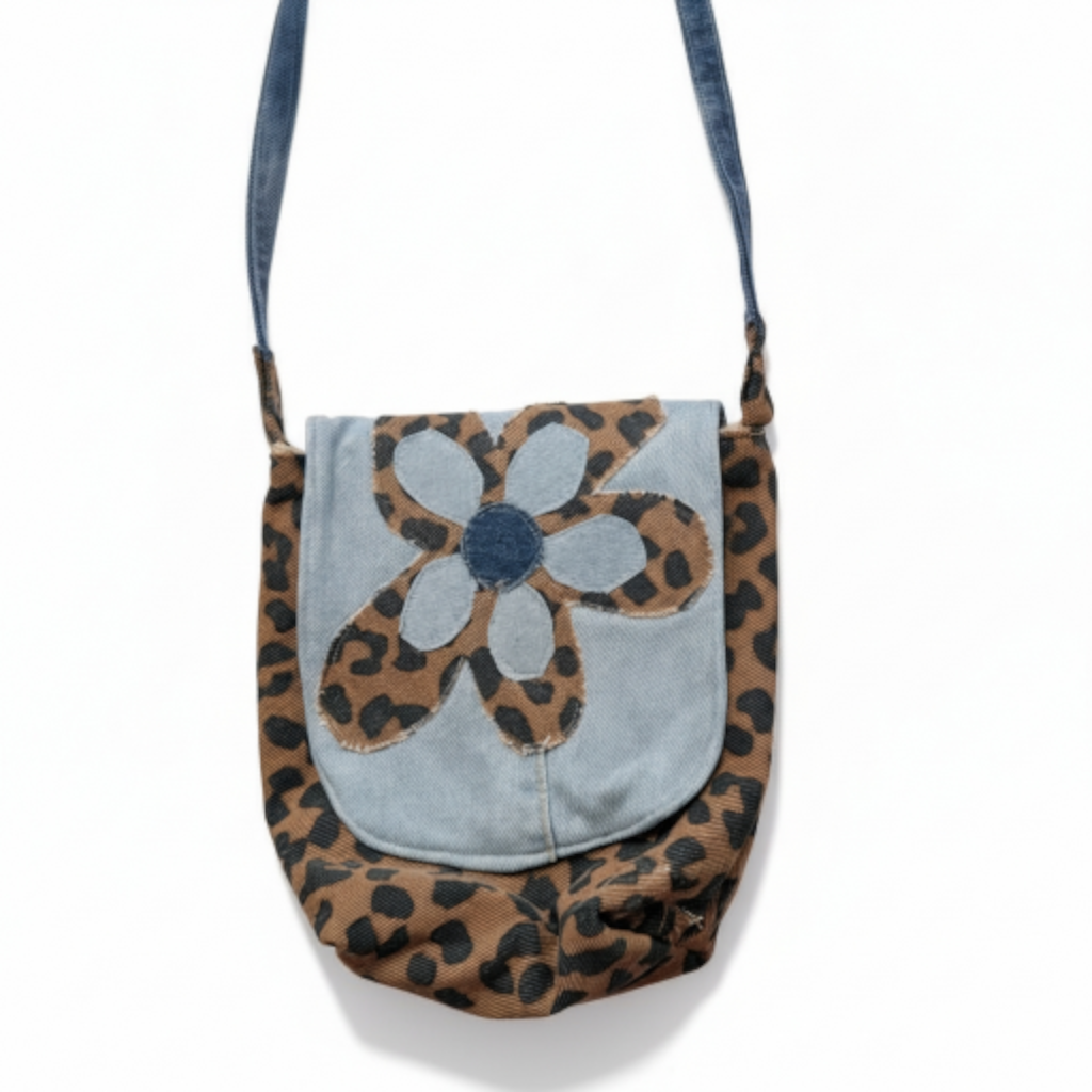 Denim flower crossbody bag