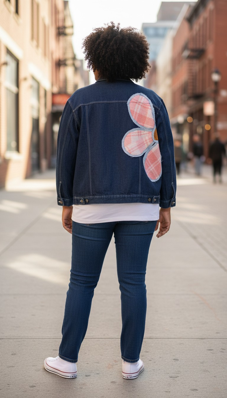 Oversized daisy denim jacket