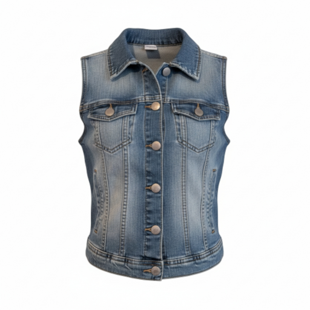 Fluro flower denim vest