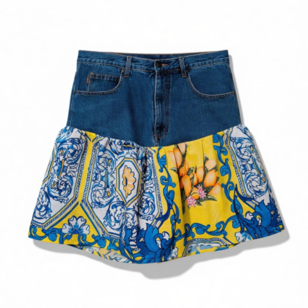 Reworked denim skirt