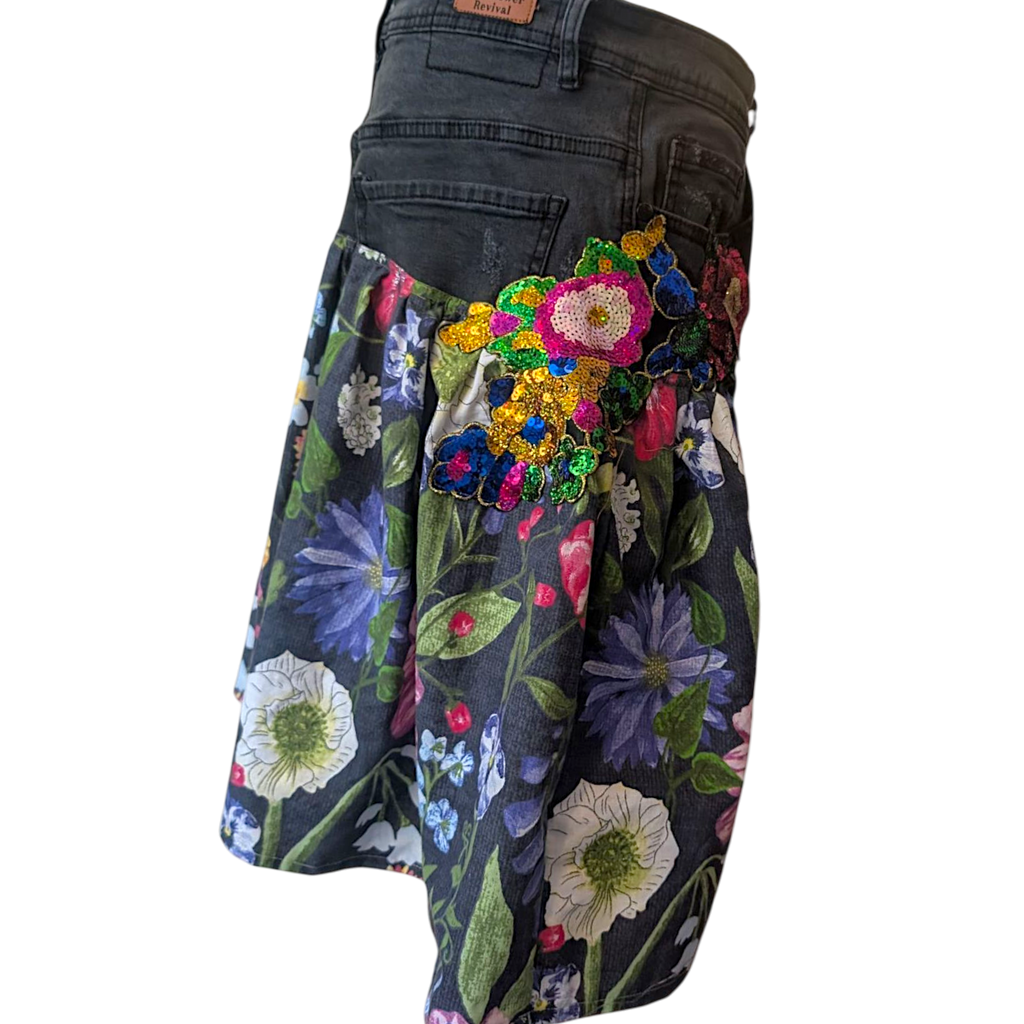 Reworked denim skirt