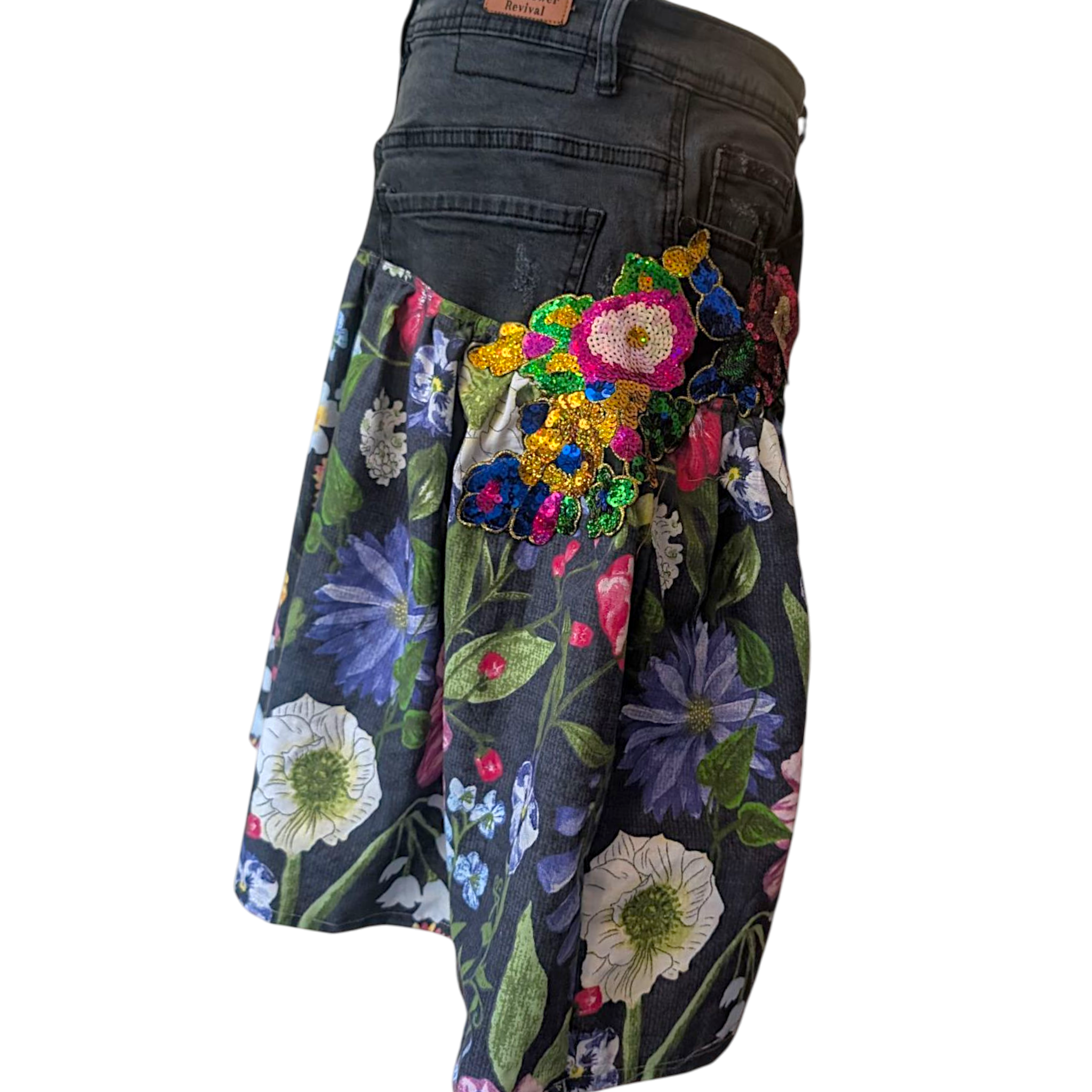 Reworked denim skirt