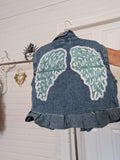 Winged denim frill vest