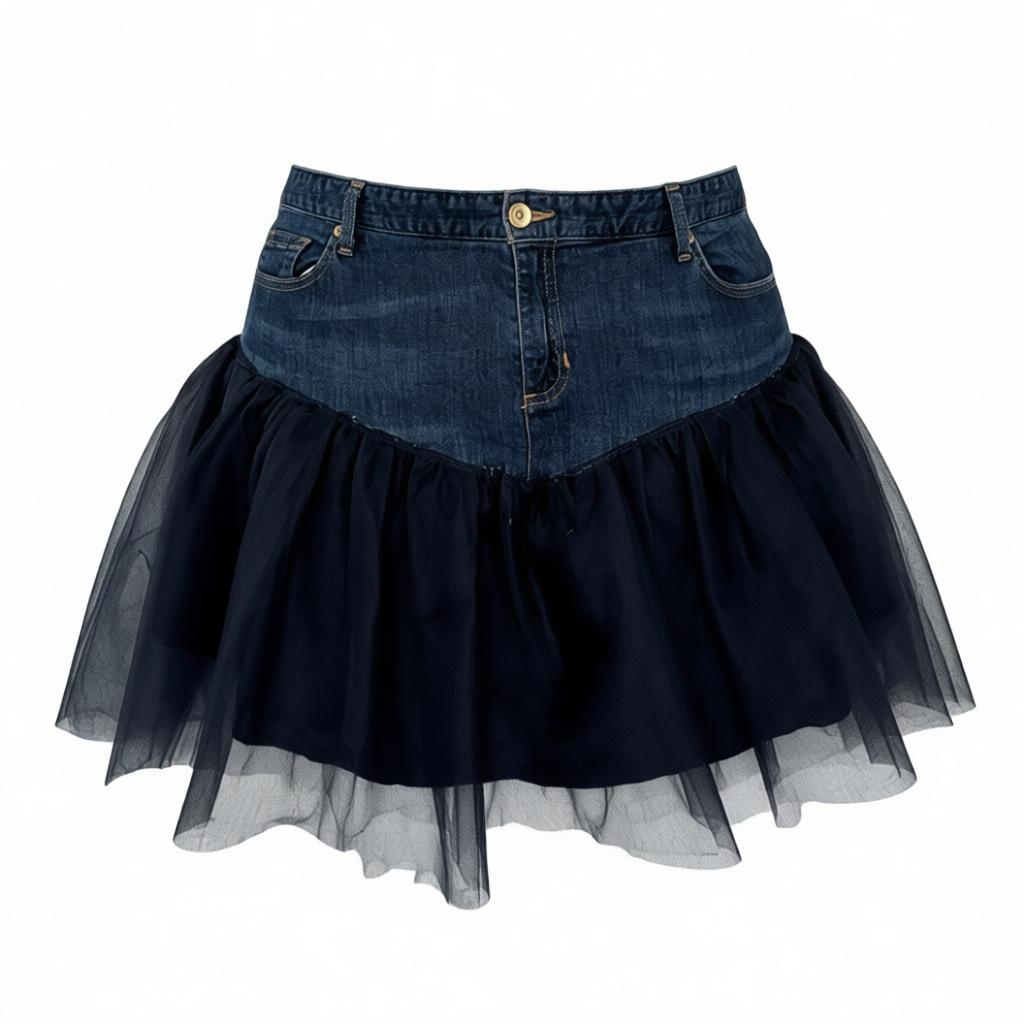 Denim tulle skirt
