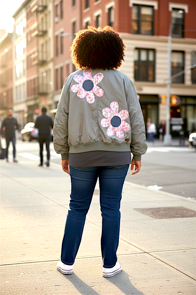 Flower power bomber jacket