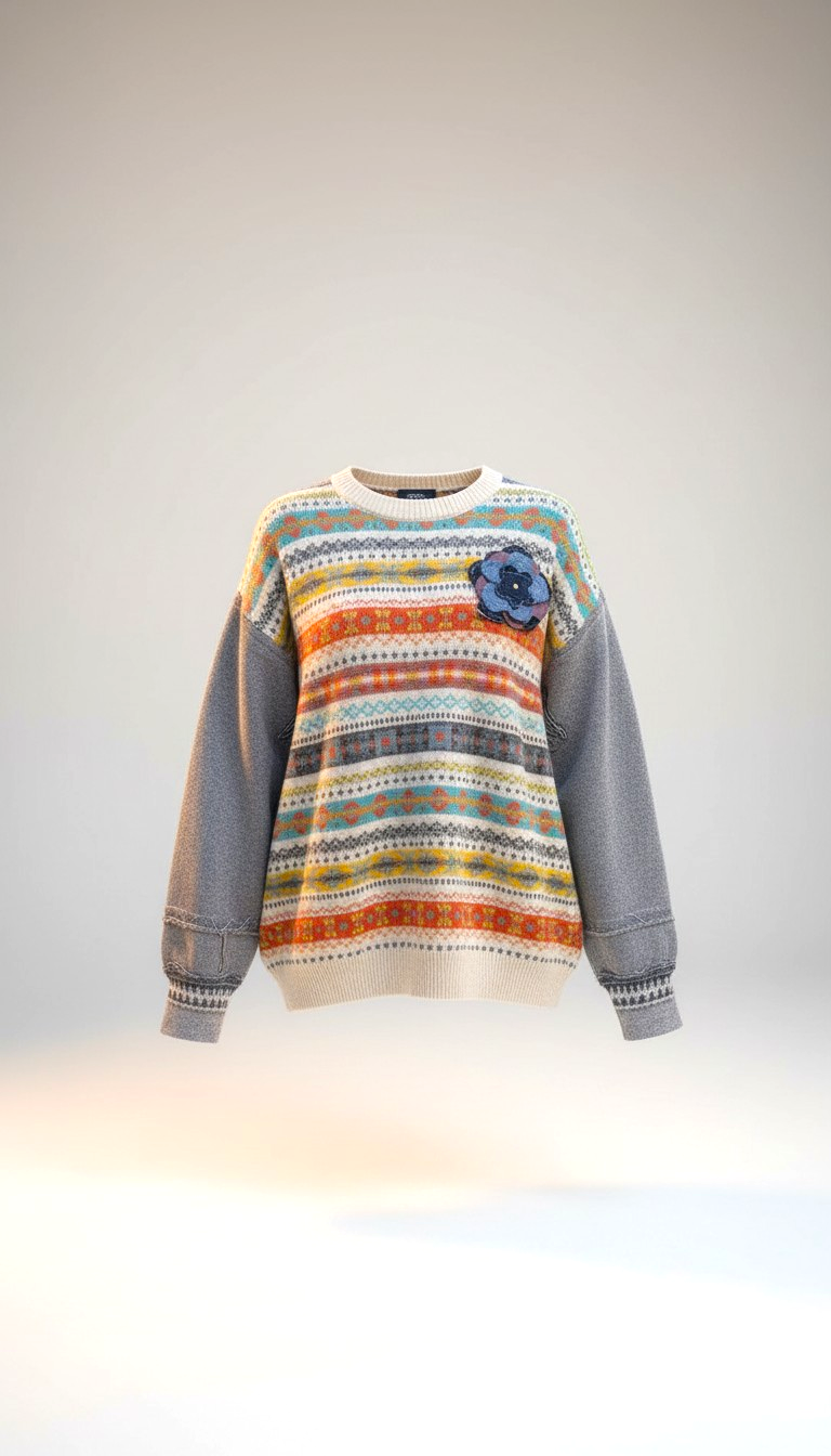 Denim sleeved jumper